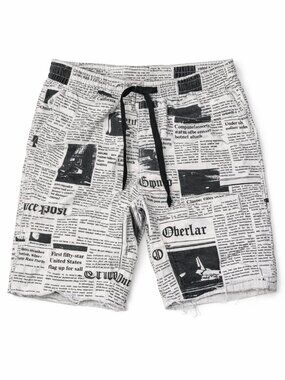 Newspaper Print Board Shorts BWOOD Size Small